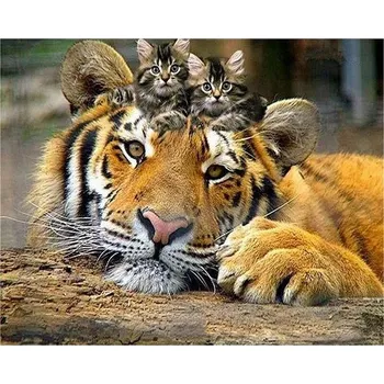 Diamantové malování Diamantové malování - Tygr a koťata - č. 918 40x50 cm
