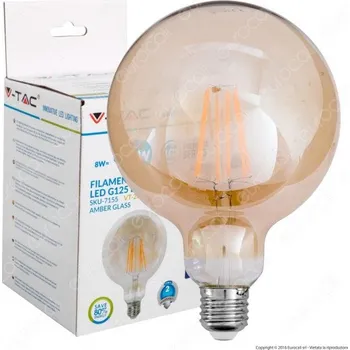 Žárovka LED žárovka/LED žárovka E27/LED žárovka filament G125 stmívatelná LED Bulb - 8W Filament E27 G125 Amber 2200K Dimmable Warm White, VT-2018D