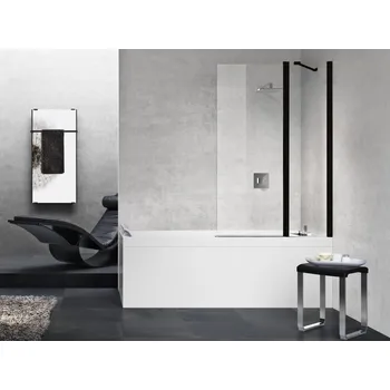 Vanová zástěna Novellini 2-DÍLNÁ VANOVÁ ZÁSTĚNA YOUNG 3V MATT BLACK 98 x 150 cm