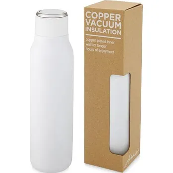 Měděná láhev s vakuovou izolací o objemu 600 ml s kovovým poutkem Marka, bílá