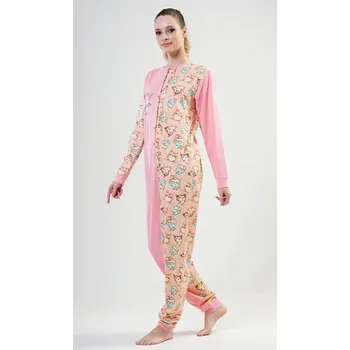 Dámský overall Vienetta Secret Dámský overal Sovičky lososová Barva: lososová, Velikost: S