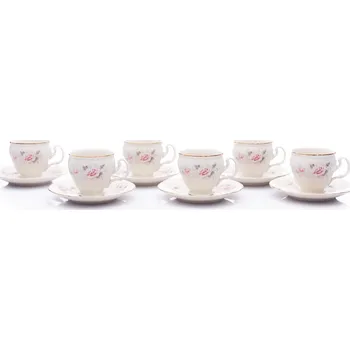 Thun 1794 Bernadotte, šálky s podšálkem, slonová kost, růžičky, zlato, 170 ml, Thun 1794, 6 ks