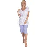 Pleas Dámské pyžamo krátké capri kytky 229 modré Barva: Modrá, Velikost: XXL