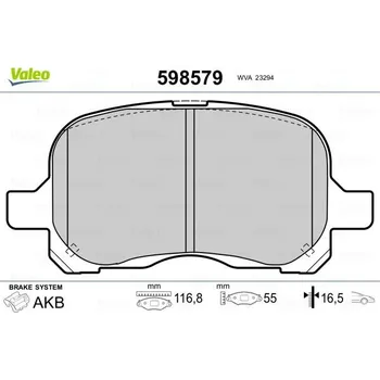 Autodíl Sada brzdových destiček, kotoučová brzda VALEO 598579