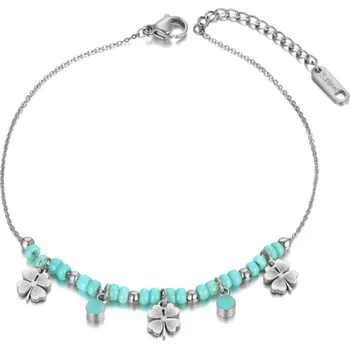 Řetízek B-TOP Řetízek na nohu z titanové nerezové oceli s přívěsky Čtyřlístku