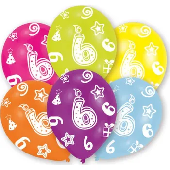 Balónek Balónky k 6. narozeninám 6 ks, 27,5 cm