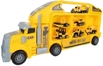 MalPlay Truck Metal nákladní auto se 6 stavebními kovovými stroji žluté