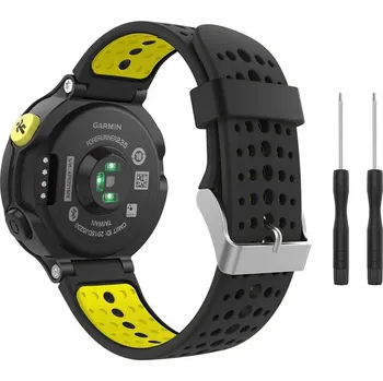 Příslušenství k chytrým hodinkám eses Silikonový řemínek pro Garmin dírkovaný - Černo žlutý, 15 mm