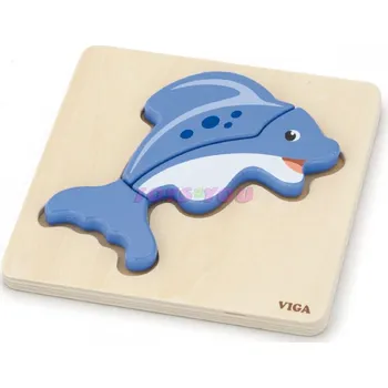 Dřevěná hračka Viga Dřevěné puzzle pro nejmenší Delfín