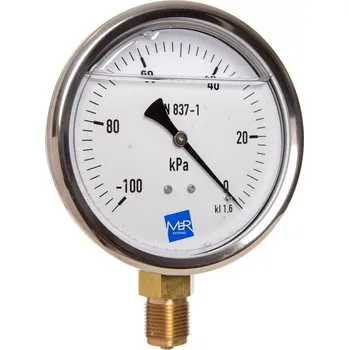 Tlakoměr PREMATLAK, a.s. manometr 03384 G/MM100K/117/1,6 -100/+300kPa, G1/2B spodní přip. + glycerinové plnění