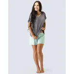 GINA bambus dámské krátké pyžamo dámské, modrá šedá tyrkys Barva: modrá šedá tyrkys, Velikost: L