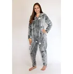 L & L Dámský overal teplý soft 9151 Hvězdičky šedý Barva: šedá, Velikost: S