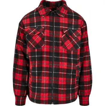 Pánská větrovka Pánská jarní bunda Urban Classics Plaid Teddy Lined - červená,černá S