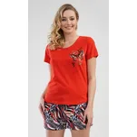 Vienetta Secret Dámské pyžamo šortky Motýli červené Barva: červená, Velikost: L