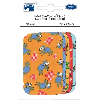 Nažehlovací záplaty s potiskem malé 10 ks - ovečky oranžové + mix