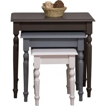 Konferenční stolek Set odkládacích stolků Percy 80 - hnědá/šedá/bílá