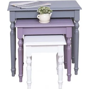 Konferenční stolek Set odkládacích stolků Percy 80 - šedá/fialová/bílá