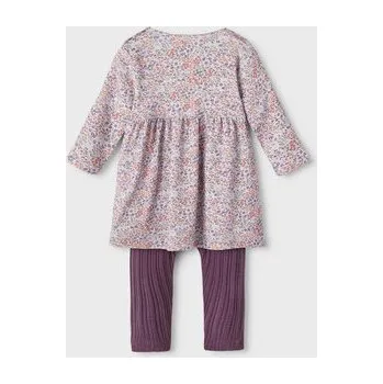 Dámské šaty NAME IT Sada šaty a legíny 13215289 Fialová Regular Fit 80