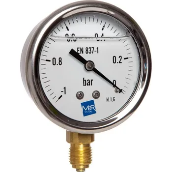 PREMATLAK, a.s. manometr P300 / 304 G -1/0bar, G1/4B spodní přip.+ glycerinové plnění