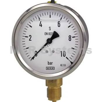 WIKA - Ursula Wiegand Ges.m.b.H. manometr 213.53.100 0/0,6bar, G1/2B spodní přip. + glycerinové tlumení