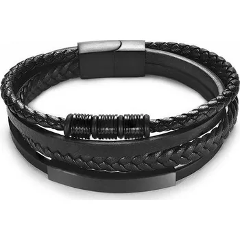 Náramek Joy-sperky Pánský náramek kůže s černou sponou z chirurgické oceli Délka: 20,5 cm