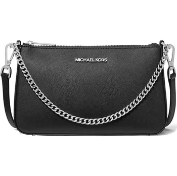 Kabelka Michael Kors Jet Set Medium Saffiano Leather Crossbody Bag Black Silver
