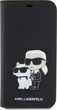 Pouzdro na mobilní telefon Karl Lagerfeld Saffiano Karl and Choupette NFT pro Apple iPhone 11 černý