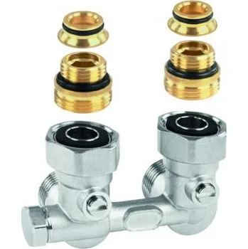 Instalatérský materiál HONEYWELL Resideo V2461 Verafix-VK (H-blok) regulační a uzavírací šroubení, rohové, připojení potrubí 3/4", připojení OT 1/2", V2461EY15A