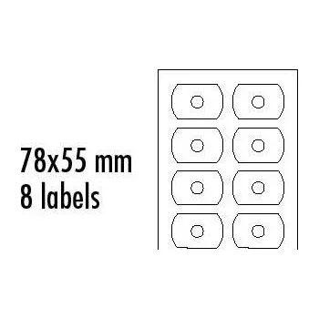 Samolepící etiketa Logo etikety na CD 78mm x 55mm, A4, matné, bílé, 8 etiket, CD-R card, 140g/m2, baleno po 25 ks, pro inkoustové a laserové tiskárny