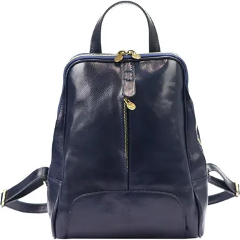 Kabelka Střední dámský kožený pevný tmavěmodrý batoh Florence 21, obsah cca. 7 l