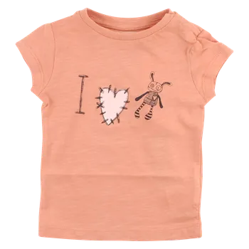 SMALL RAGS dívčí tričko s krátkým rukávem a potiskem - oranžové - 86 cm