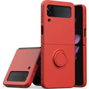 Pouzdro na mobilní telefon Silikonový ochranný obal s držákem na prst Samsung Galaxy Z Flip5 5G F731B - červený
