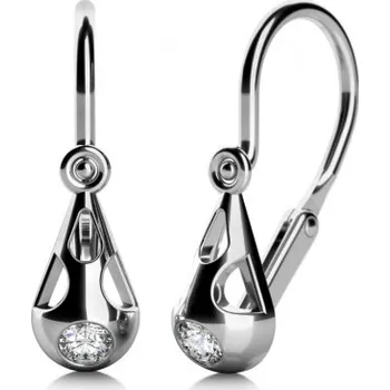 Náušnice Couple, Netradiční dětské náušnice Tea, bílé zlato a zirkony, 6880572-0-0-1