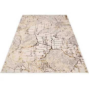 Koberec Moderní koberec Golden - tvary 1 - krémový/zlatý Rozměr koberce: 80x150 cm