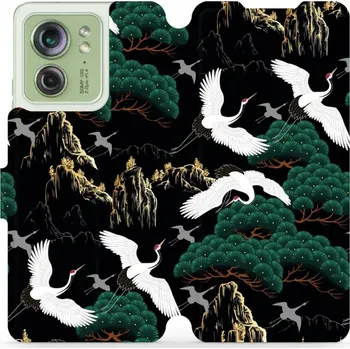 Pouzdro na mobilní telefon Flipové pouzdro Mobiwear - Motorola Edge 40 5G - VP16S Jeřábi (Knížkové flip pouzdro, obal, kryt na mobil Motorola Edge 40 5G - VP16S Jeřábi, materiál Umělá kůže + TPU - ochrana 360°, stojánek, silikonová vanička, magnetické zavírání)