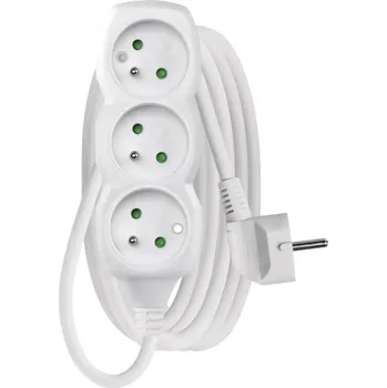 elektrický kabel Prodlužovací přívod 3 zásuvky délka 3m bílý pohyblivý
