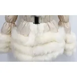 Prošívaná zimní bunda péřovka s kožešínou Barva: Krémová, Velikost: L