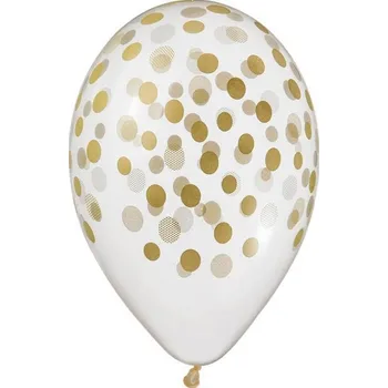 Balónek Čirý prémiový balónek se zlatými konfetami, 33cm, 5ks