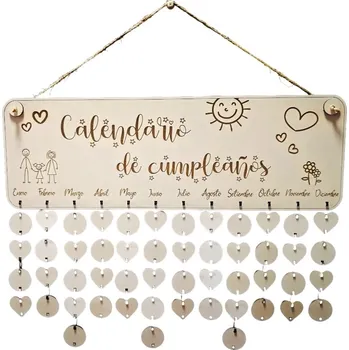 Party dekorace VypálímTi.cz Dřevěný rodinný kalendář na zeď (ES) 2 45cm