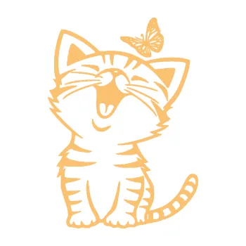 Samolepící dekorace Kočka 038 pravá s motýlkem (08 - béžová) SAMOLEPKA NA AUTO, NÁLEPKA, FÓLIE, POLEP, TUNING, VLASTNÍ TEXT, TISK, AUTOSAMOLEPKY.cz, POLEPY, OBRÁZEK, LOGO, 3D STICKERS