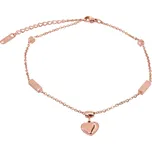 Troli Růžově pozlacený řetízek na nohu se srdíčkem + 2 měsíce na vrácení zboží