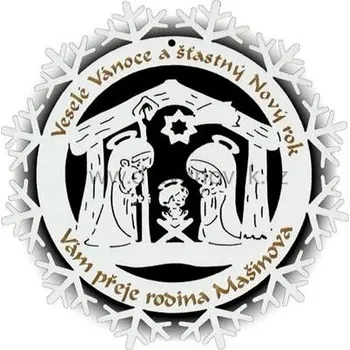 Vánoční dekorace DřevoNovák Novoroční blahopřání VLOČKA BETLÉMEK č.1404