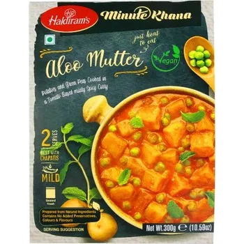 Hotové jídlo Haldirams Aloo Matar 300G (ZBOZI S PROSLOU TRVANLIVOSTI 19-12-2024)