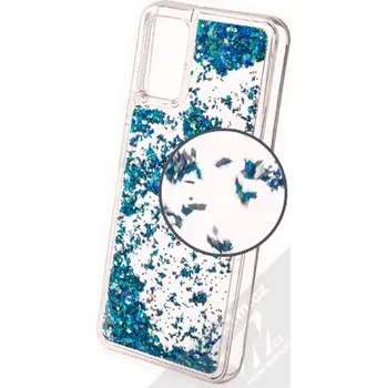 Pouzdro na mobilní telefon 1Mcz Liquid Diamond Sparkle ochranný kryt s přesýpacím efektem třpytek pro Samsung Galaxy A03s tyrkysová (turquoise)