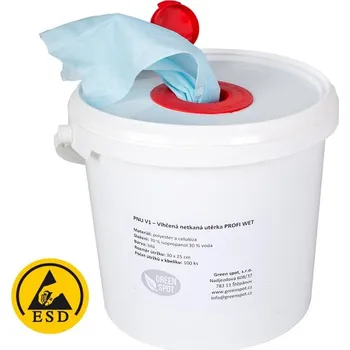 Utěrka Průmyslová antistatická ESD netkaná vlhčená čisticí utěrka - délka 30 cm, šířka 25 cm - 150 útržků