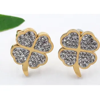 Náušnice Náušnice z chirurgické oceli čtyřlístek pro štěstí 20999