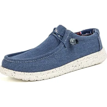 Pánské mokasíny Plátěné nazouvací boty pánské denim loafers vzorované Barva: Modrá, Velikost: 46