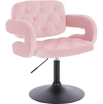 Otočné křeslo Ardal velur na černém talíři - růžová