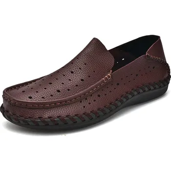 Pánské mokasíny Kožené pánské mokasíny Velikost: 41, Barva (Varianta): Hnědá s dírami