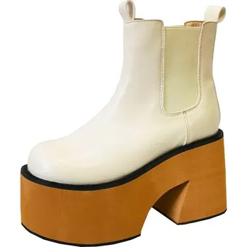 Dámské kozačky Kotníkové Chelsea na podpatku Barva: Bílá, Velikost: 35